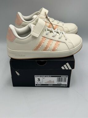 Adidas Grand Court 3.0 EL C Kids 3Y White Pink Hook & Loop NIB KI2963
